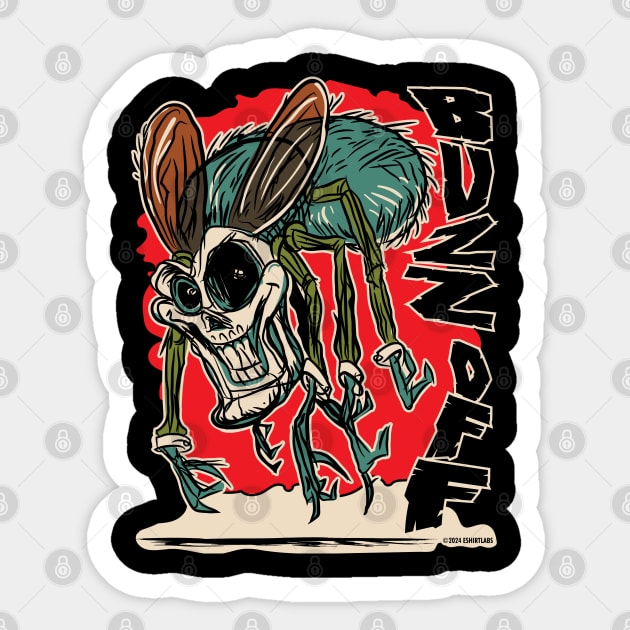 Buzz Off Nasty Skull Faced Fly Sticker by eShirtLabs